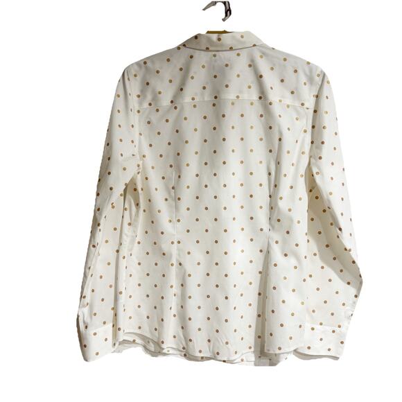 Talbots Women 10 CLASSIC COTTON SHIRT - FOIL DOT Gold - Picture 5 of 5